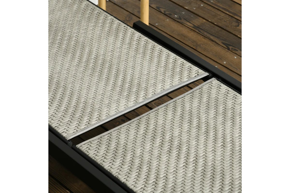 Outsunny Outdoor PE Rattan Sun Lounger | Black/Grey-7