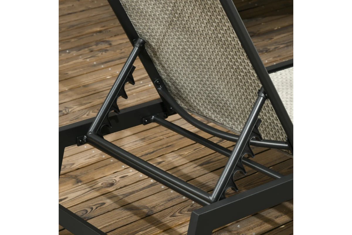 Outsunny Outdoor PE Rattan Sun Lounger | Black/Grey-8