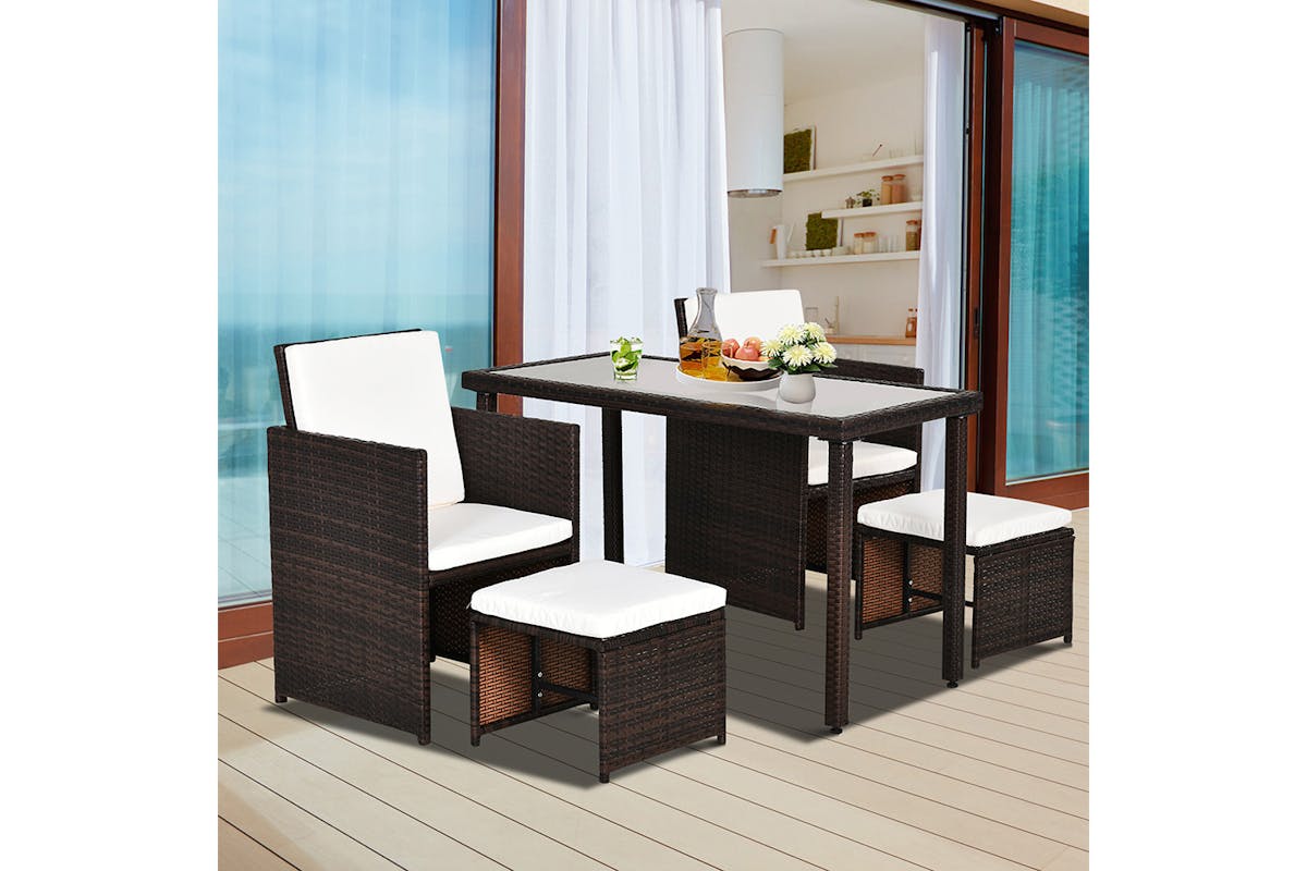 Outsunny Rattan Garden Dining Set | Brown-2