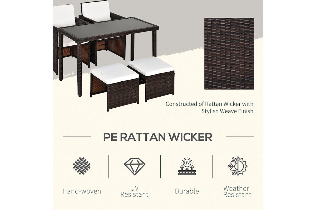 Outsunny Rattan Garden Dining Set | Brown-3