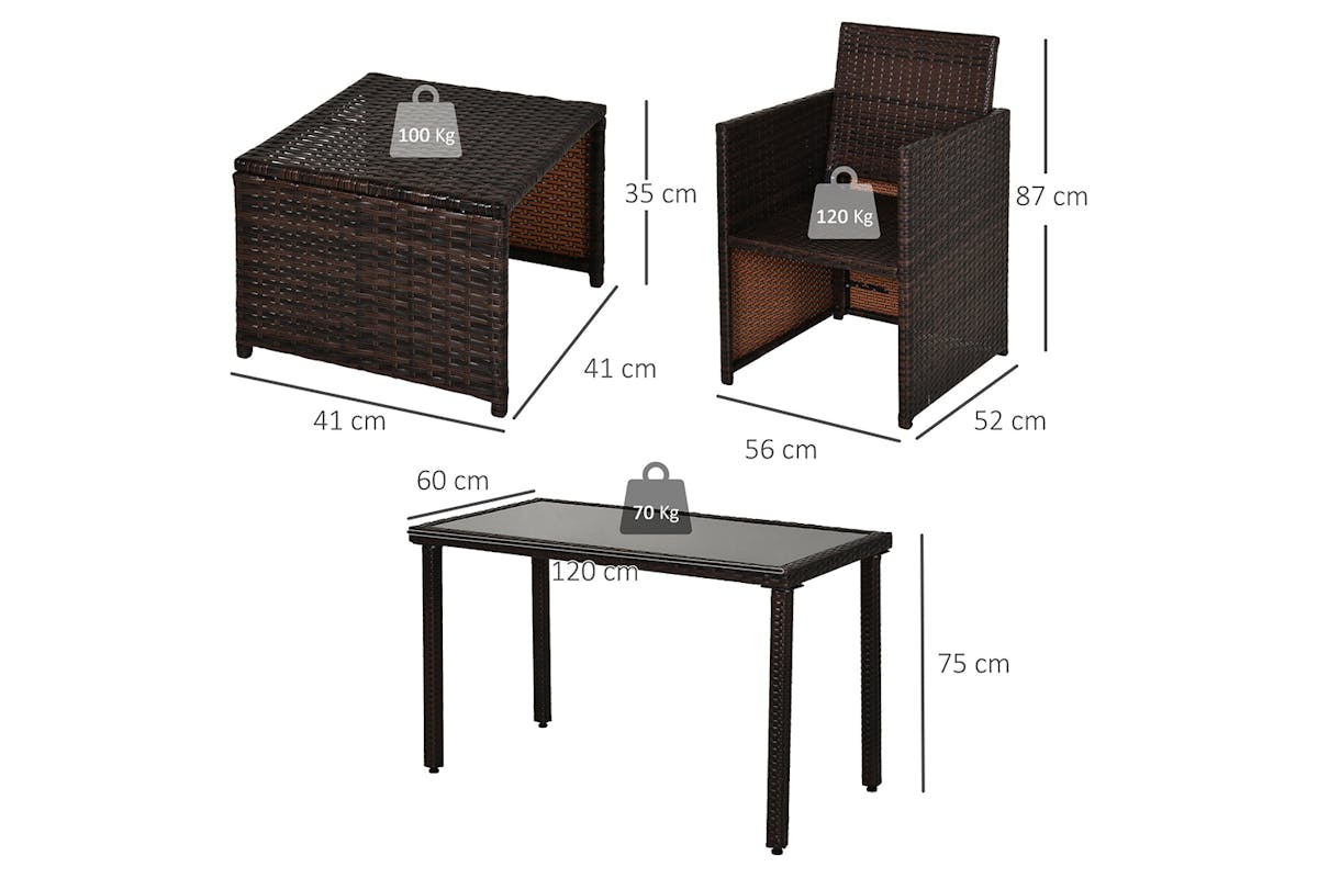 Outsunny Rattan Garden Dining Set | Brown-5