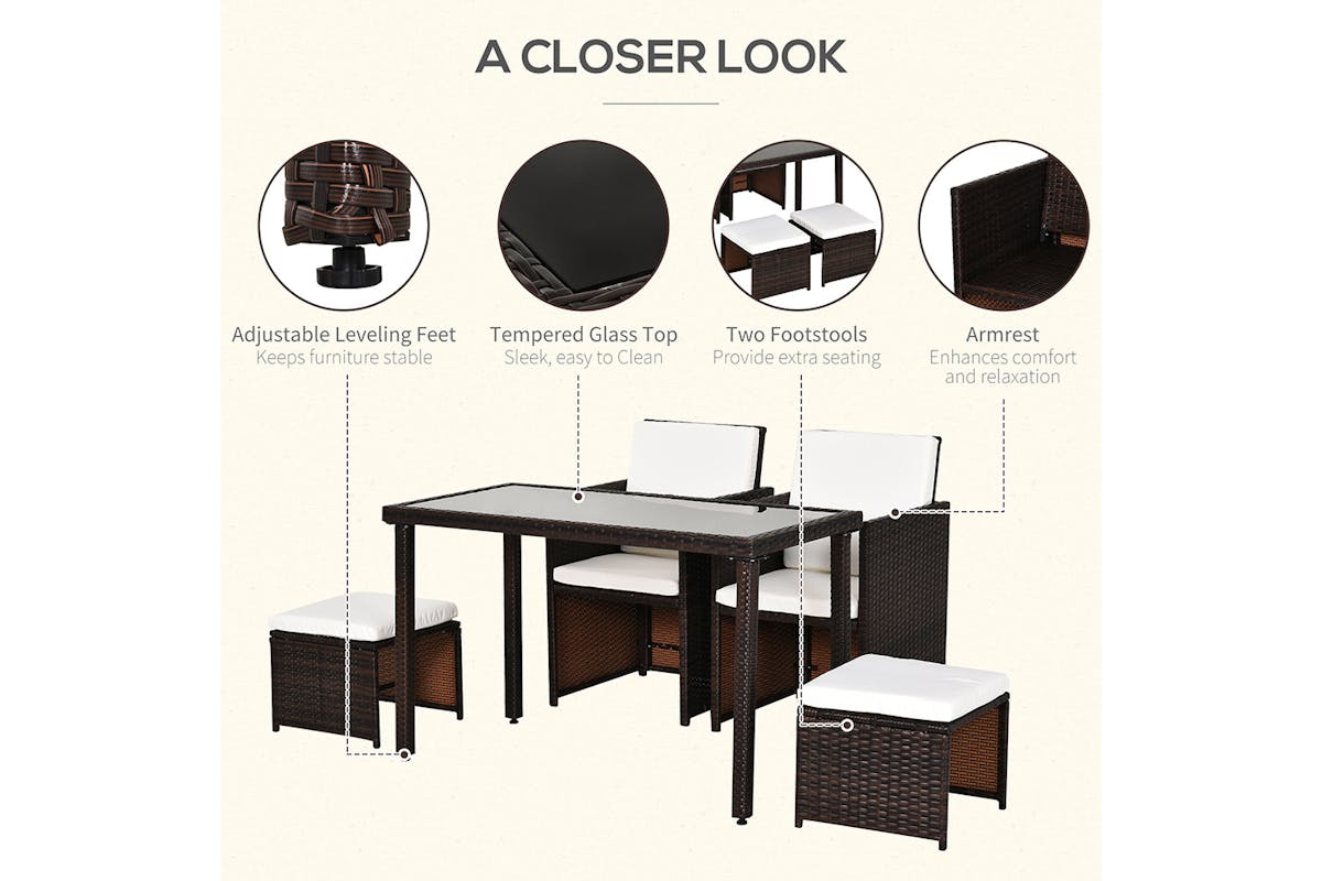 Outsunny Rattan Garden Dining Set | Brown-6