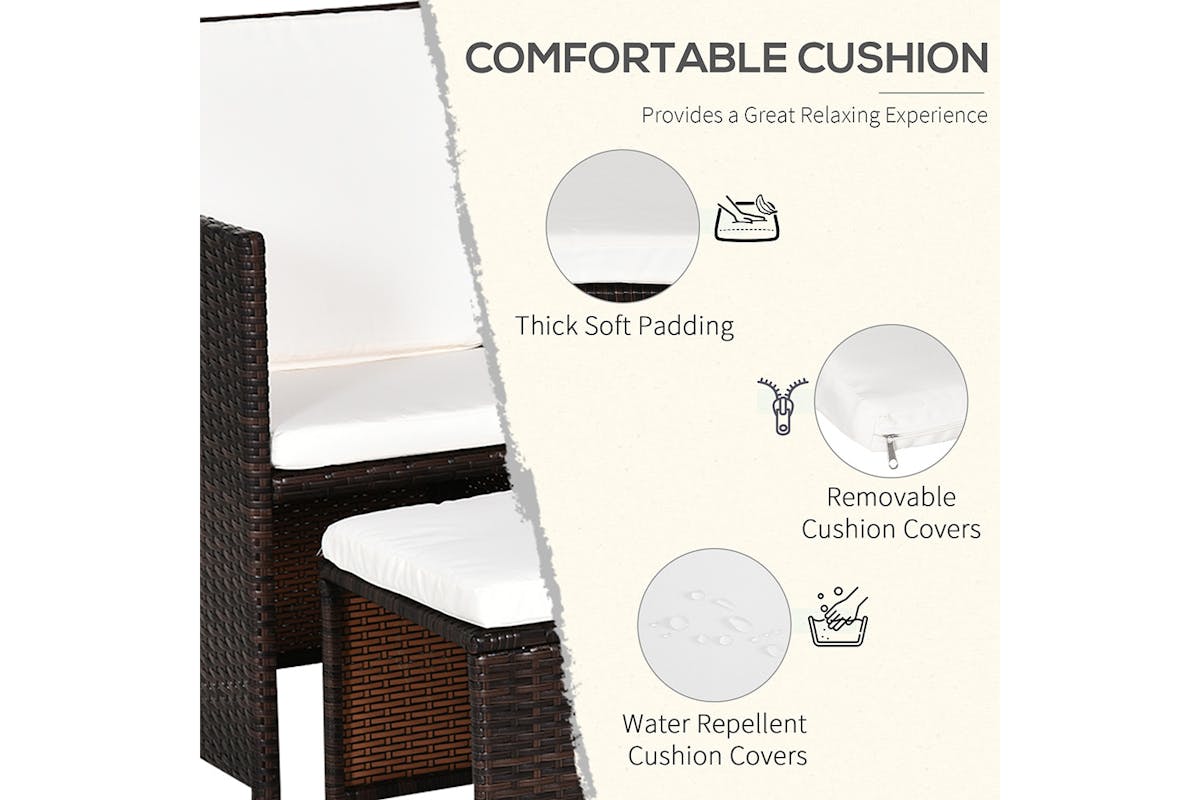Outsunny Rattan Garden Dining Set | Brown-7
