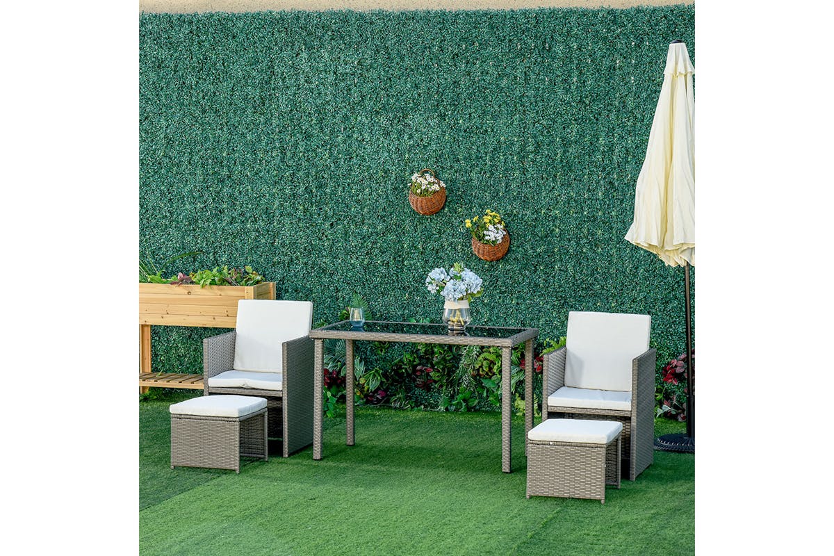 Outsunny 4 Seater Rattan Garden Furniture Set | Grey/Cream White-2