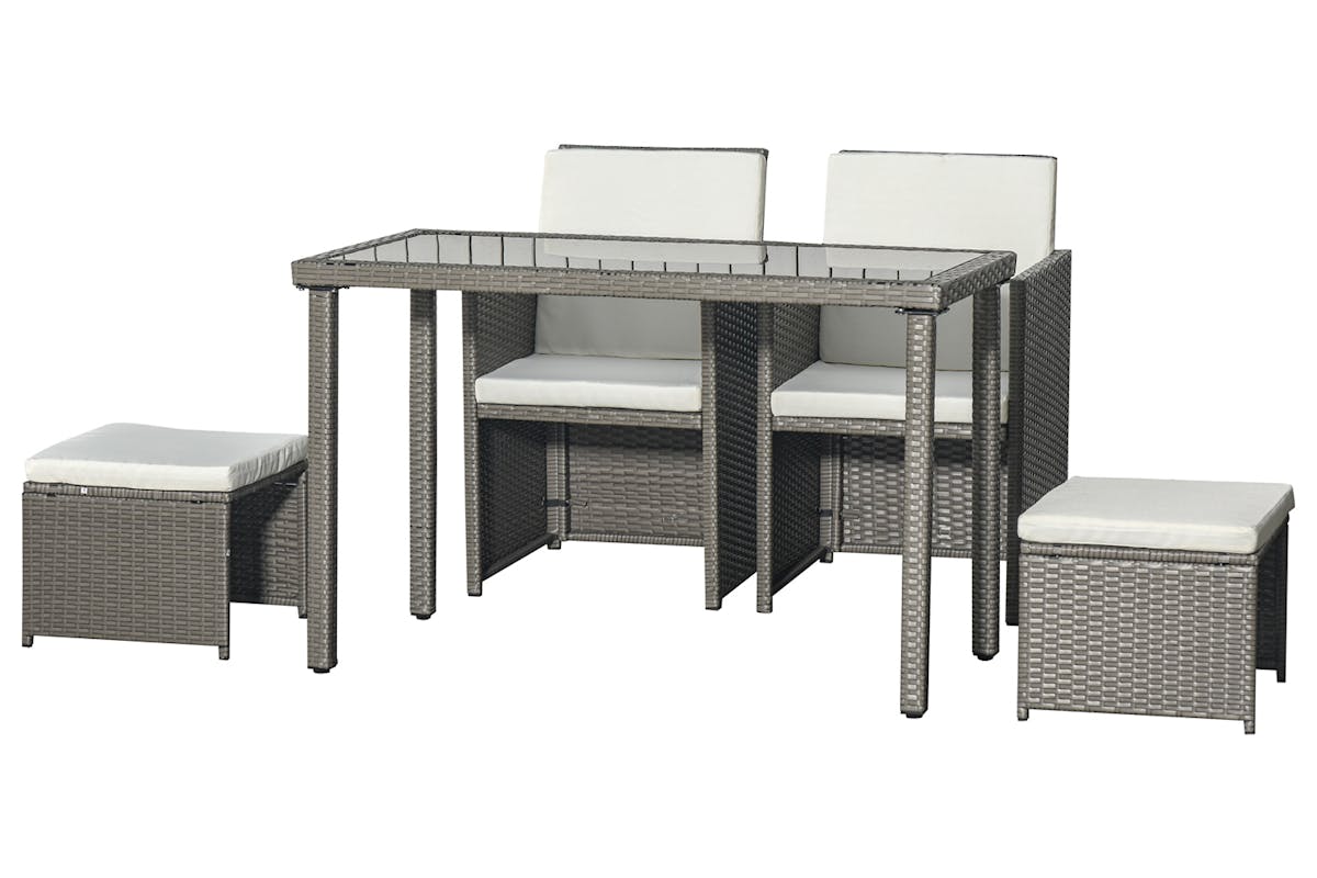 Outsunny 4 Seater Rattan Garden Furniture Set | Grey/Cream White-8