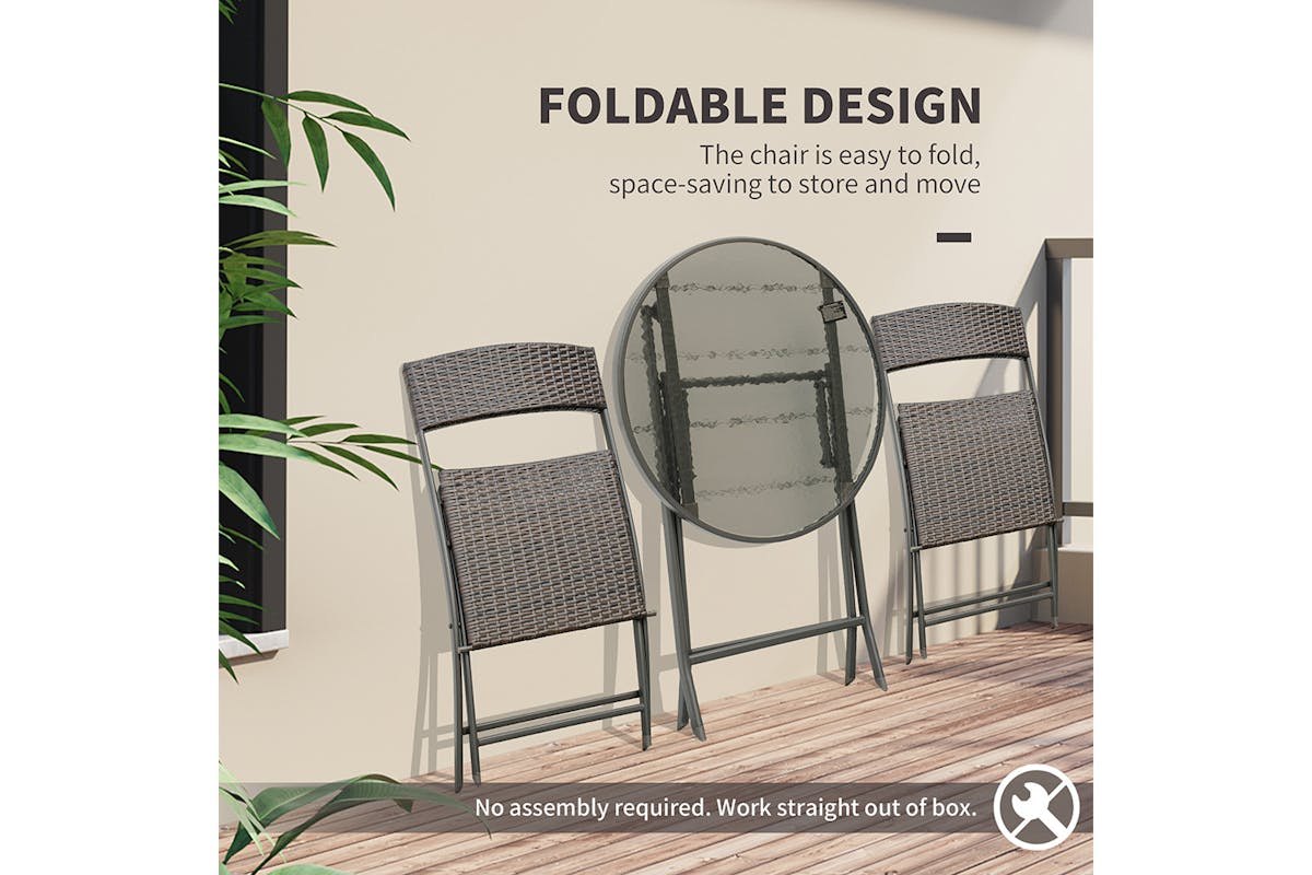 Outsunny Wicker Rattan Bistro Set | Brown | 3 Pieces-3