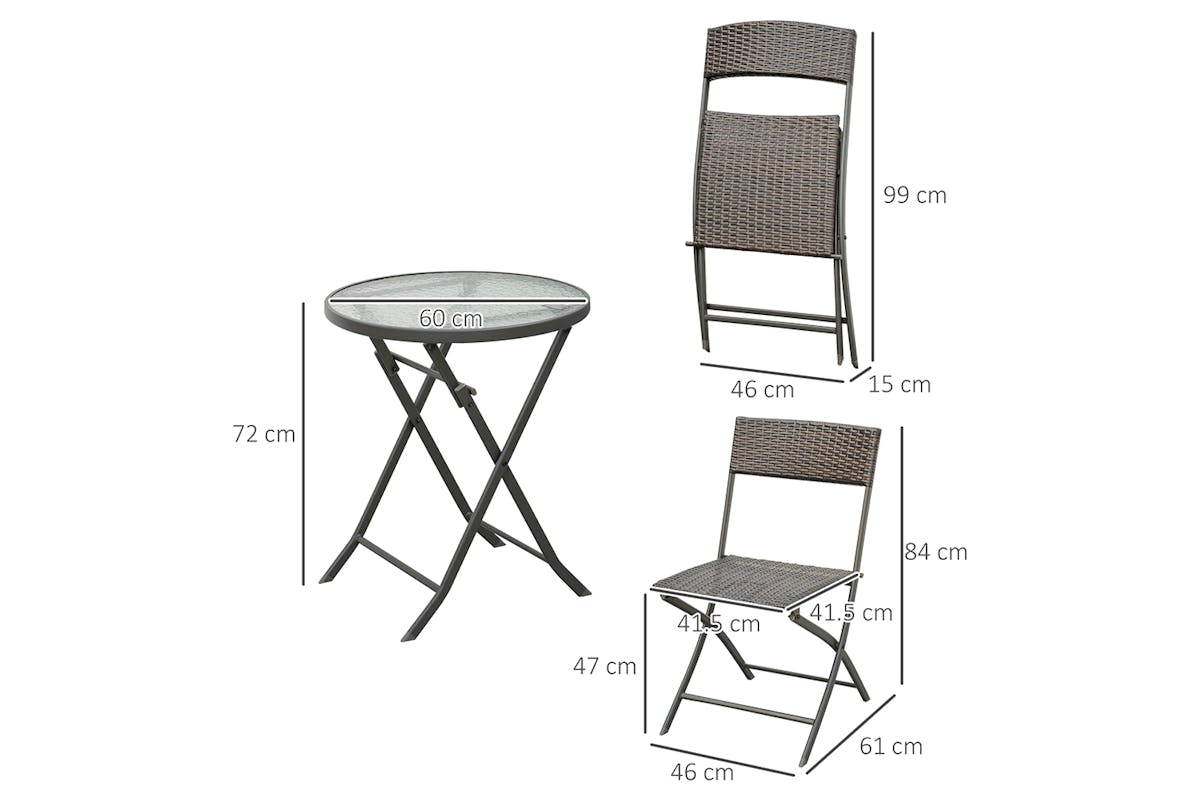 Outsunny Wicker Rattan Bistro Set | Brown | 3 Pieces-8