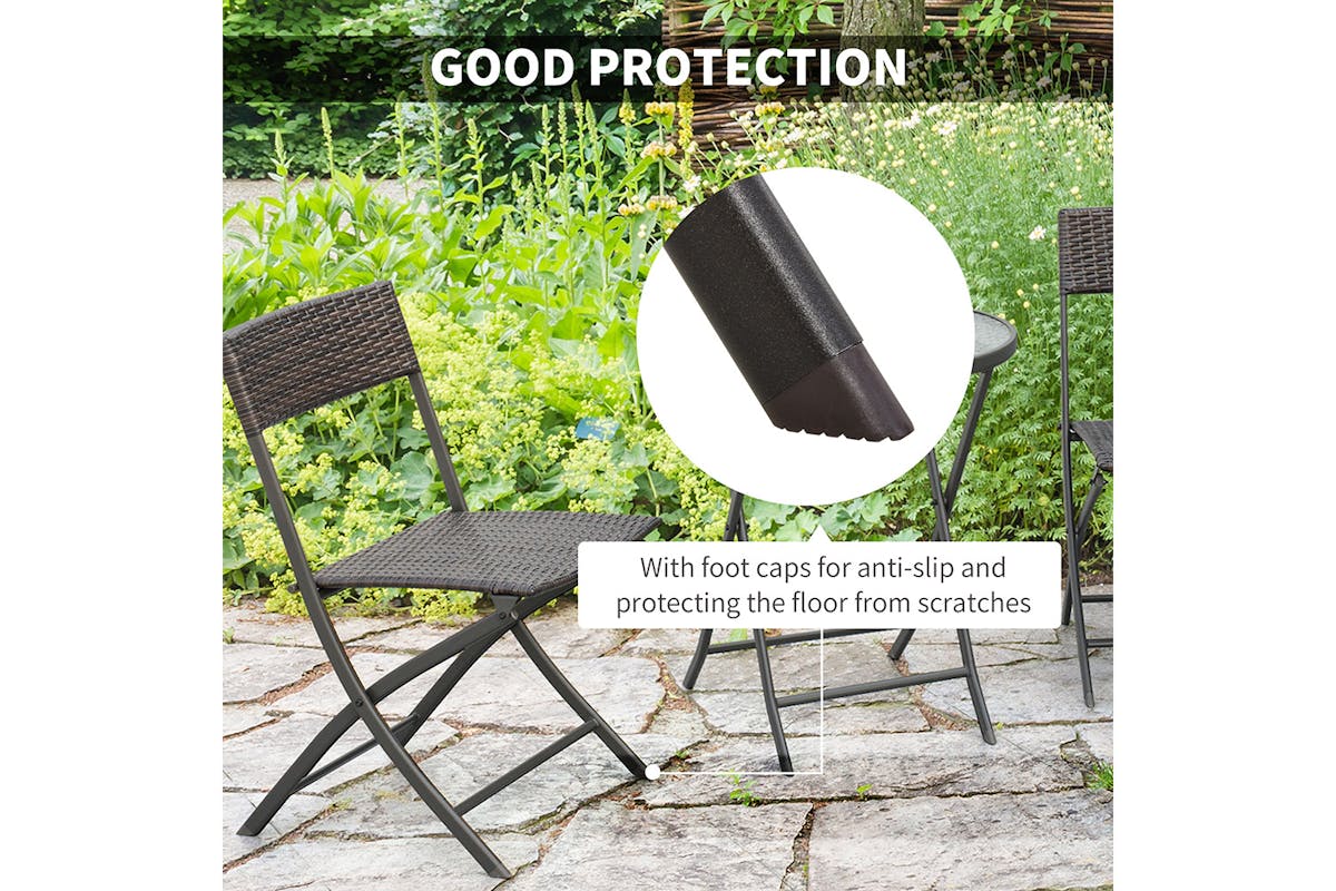 Outsunny Wicker Rattan Bistro Set | Brown | 3 Pieces-6