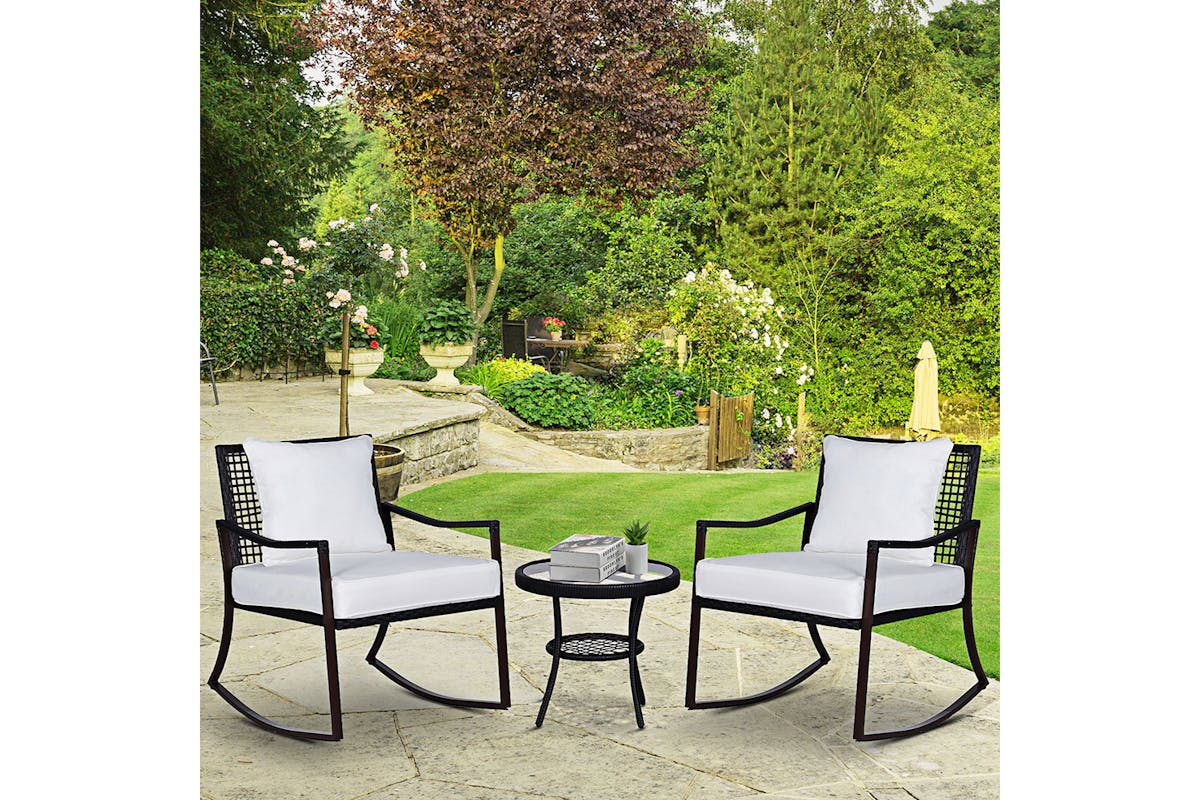Outsunny Garden Bistro Set with round coffee table | Brown-2