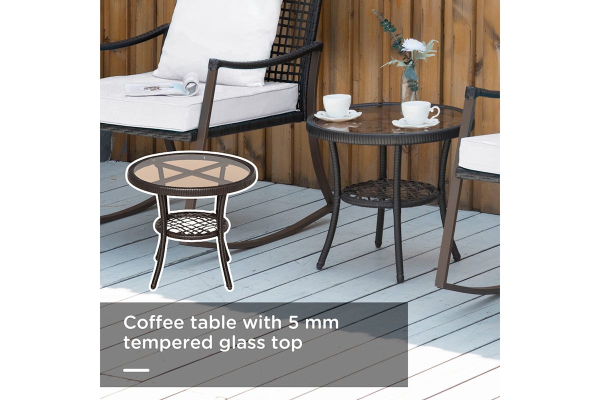 Outsunny Garden Bistro Set with round coffee table | Brown-3