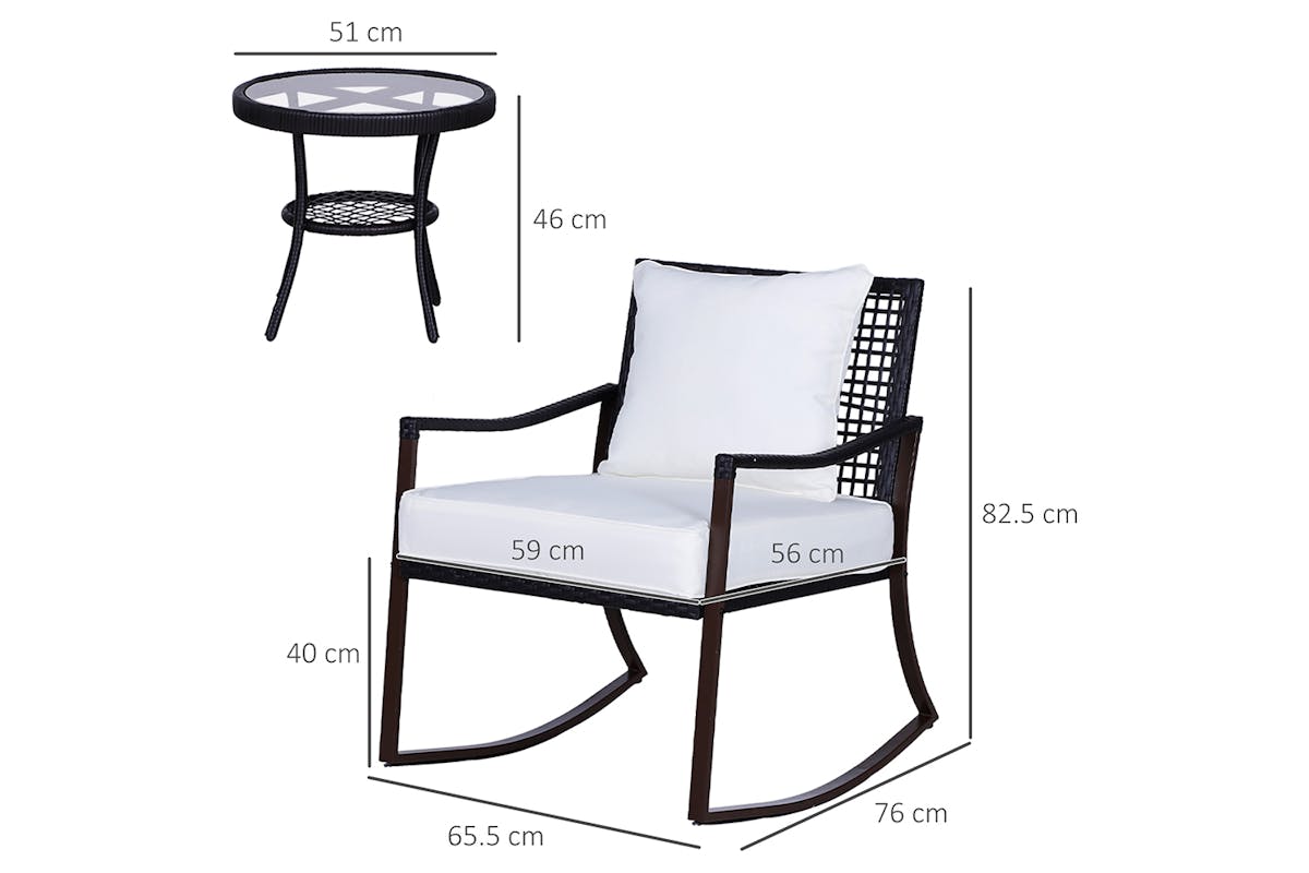 Outsunny Garden Bistro Set with round coffee table | Brown-5