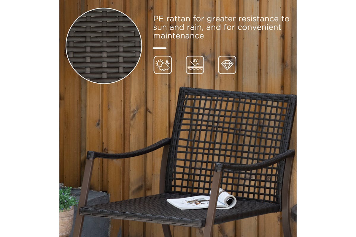 Outsunny Garden Bistro Set with round coffee table | Brown-6