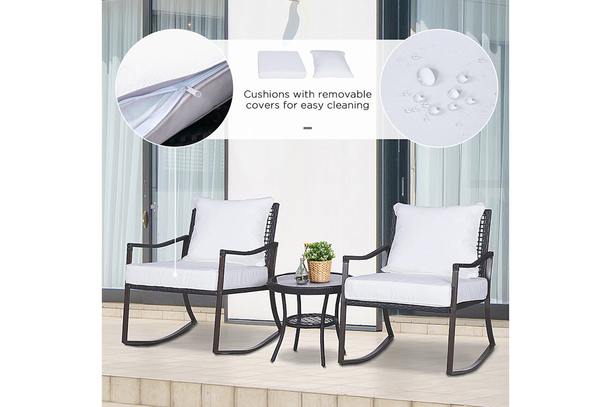 Outsunny Garden Bistro Set with round coffee table | Brown-7