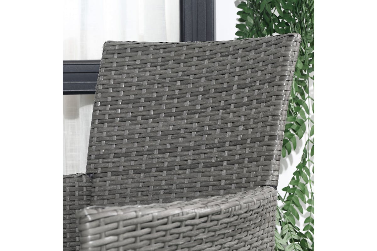 Outsunny Rattan Furniture Bistro Set Chair Table Set | Light Grey | 3 Pieces-7