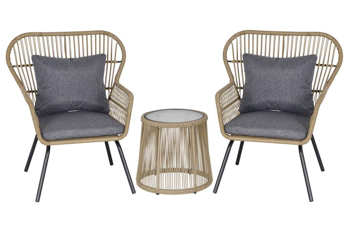Outsunny Outdoor Patio Set 2 Chairs 1 Coffee Table | Coffee | 3 Pieces