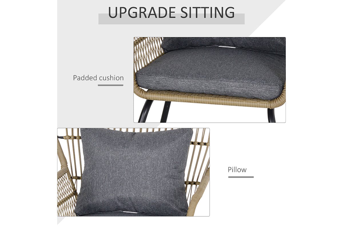 Outsunny Outdoor Patio Set 2 Chairs 1 Coffee Table | Coffee | 3 Pieces-3