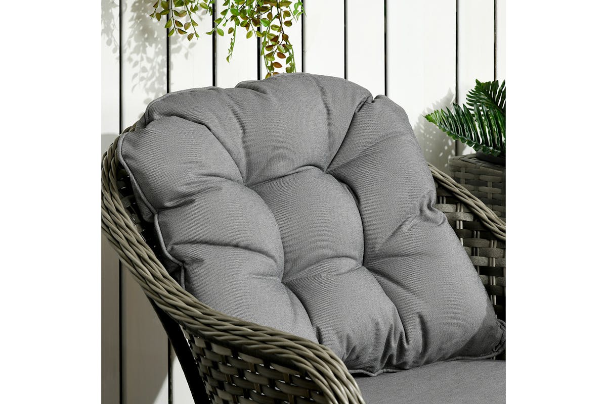 Outsunny Rattan Seating Set 2 Armchairs & Table with Cushions | 3 Pieces | Grey-6
