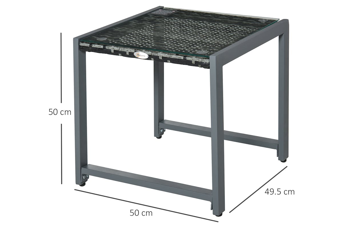 Outsunny Rattan End Table Outdoor Coffee Table | Grey-5