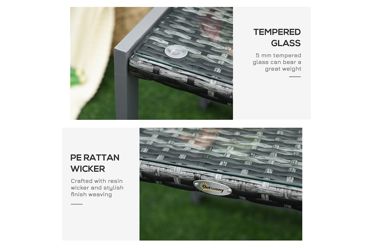 Outsunny Rattan End Table Outdoor Coffee Table | Grey-6