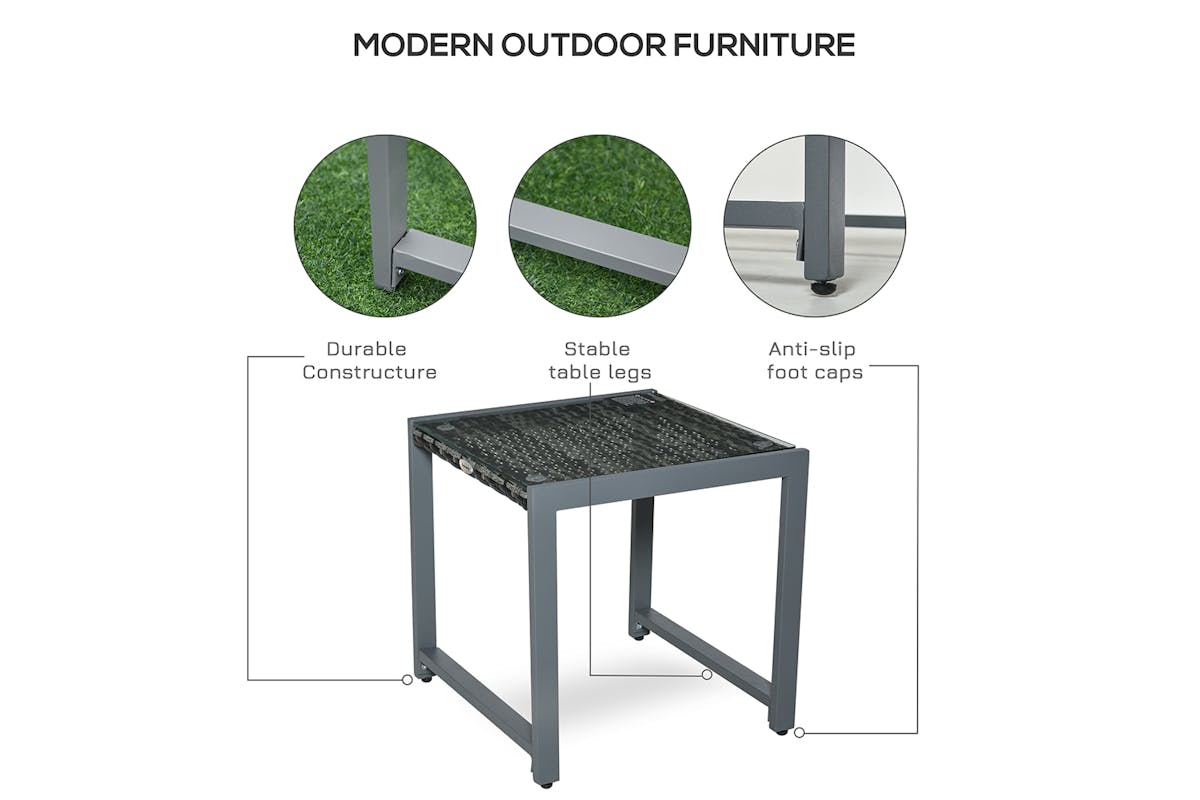 Outsunny Rattan End Table Outdoor Coffee Table | Grey-7