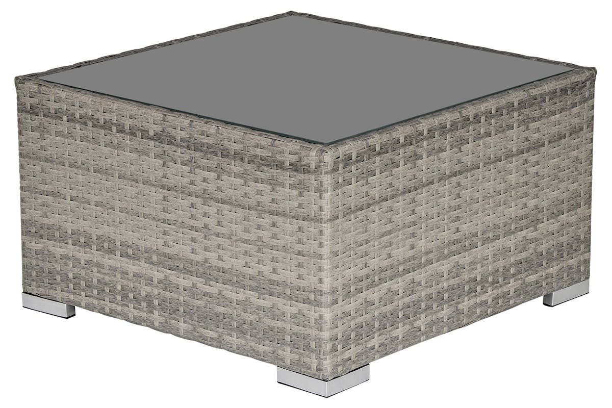 Outsunny Patio Wicker Coffee Table with Glass Top | Grey