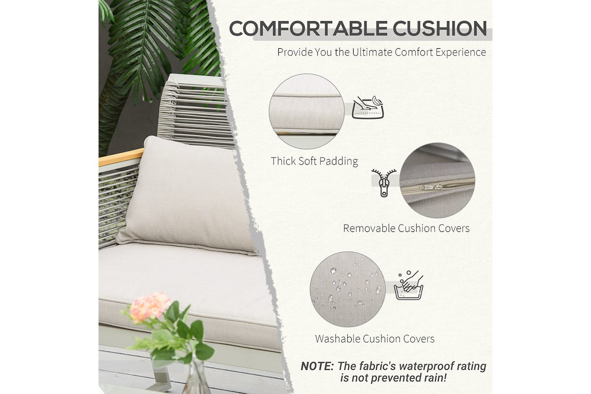 Outsunny Patio Wicker Sofa Set | Grey | 4 Pieces-4