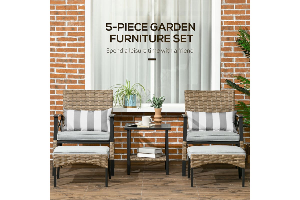 Outsunny Rattan Garden Furniture Set | Multi | 5 Pieces-3