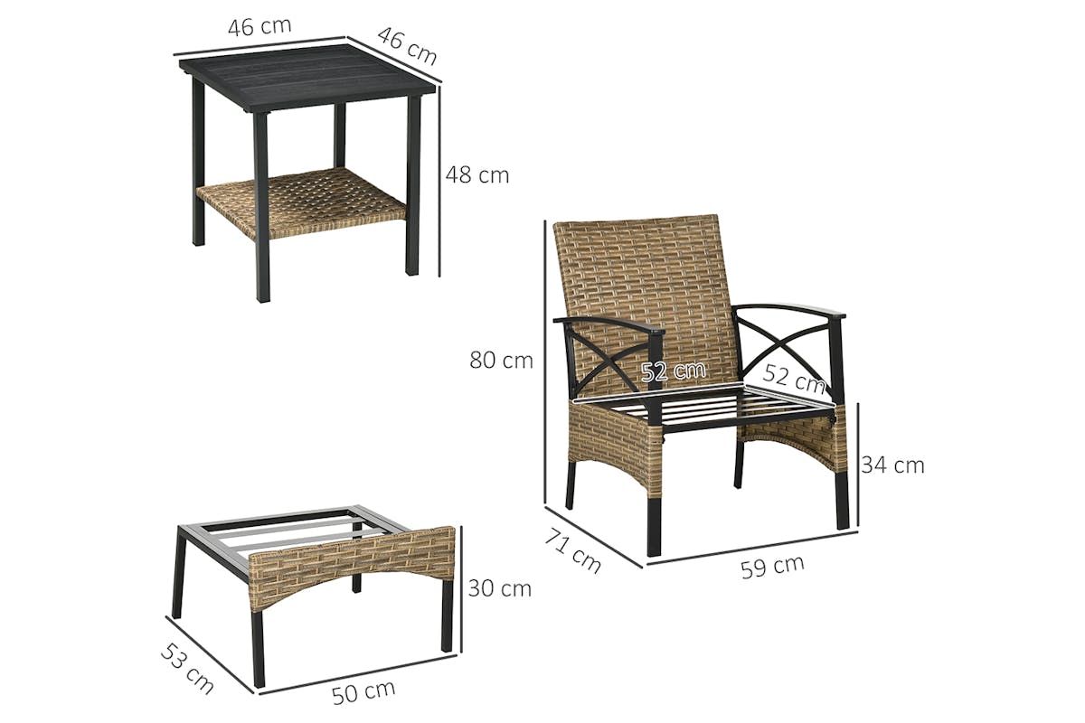 Outsunny Rattan Garden Furniture Set | Multi | 5 Pieces-5