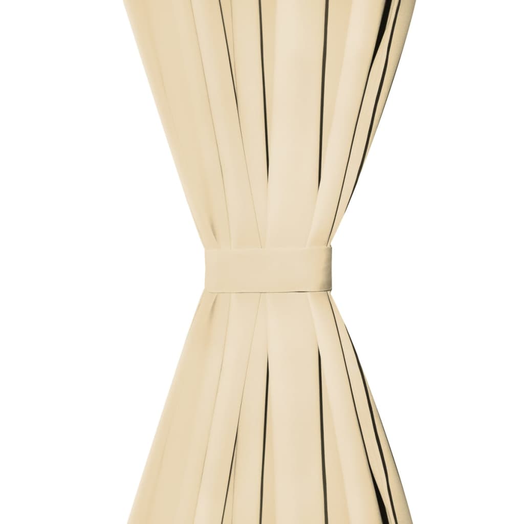 vidaXL 132216 Micro-satin Curtains 2 Pcs With Loops 140x175cm Beige-2