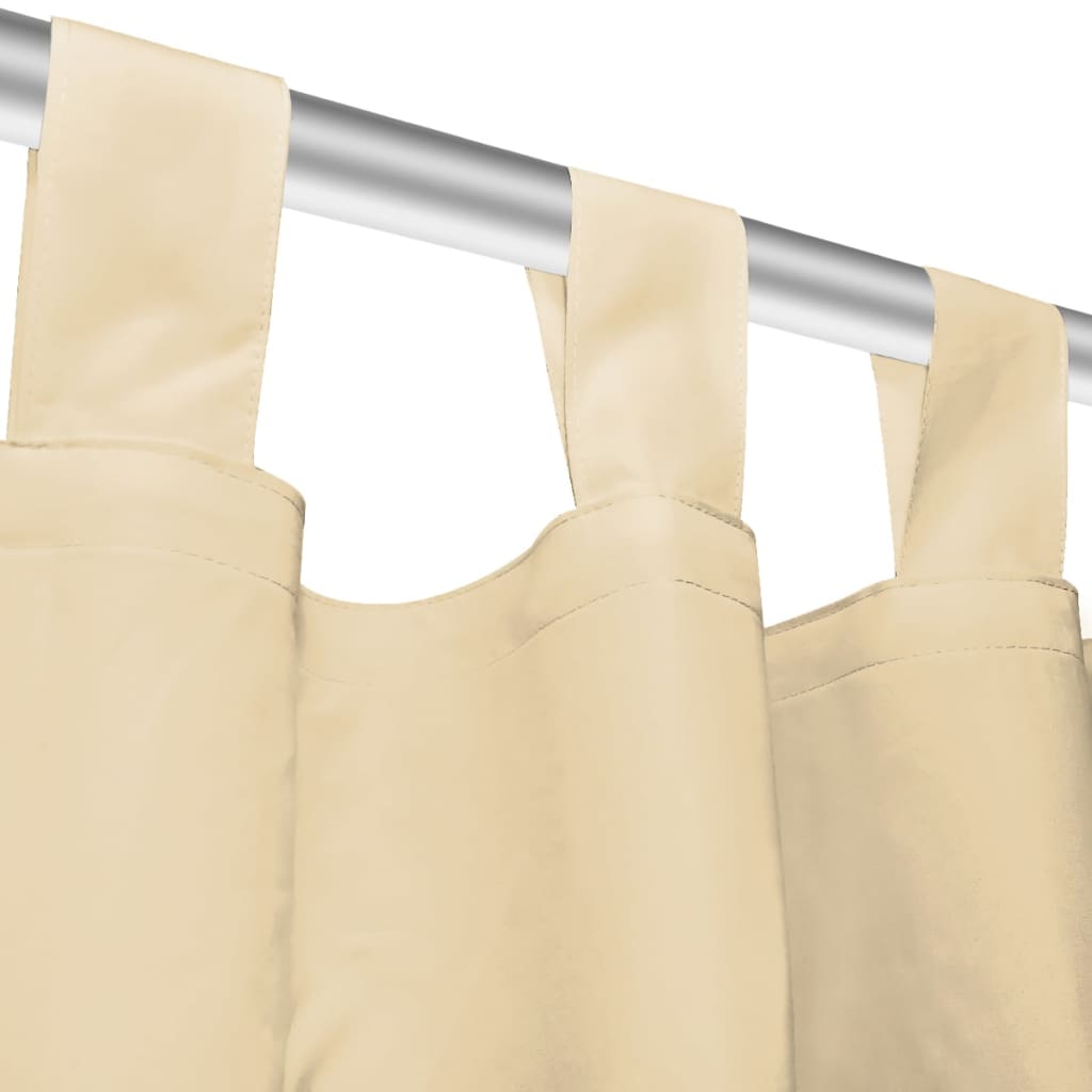 vidaXL 132216 Micro-satin Curtains 2 Pcs With Loops 140x175cm Beige-3