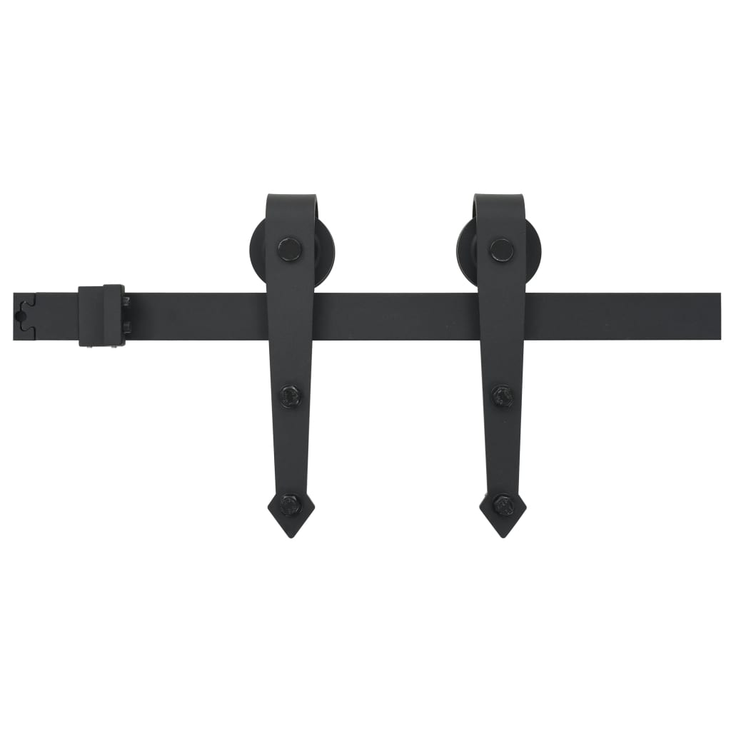 vidaXL 142827 Sliding Door Hardware Kit 183cm Steel Black-2