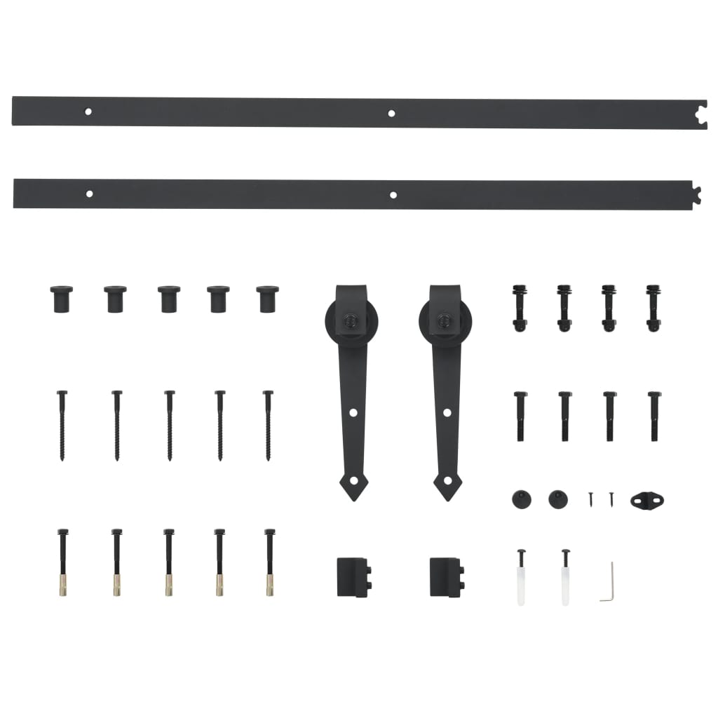vidaXL 142827 Sliding Door Hardware Kit 183cm Steel Black-5