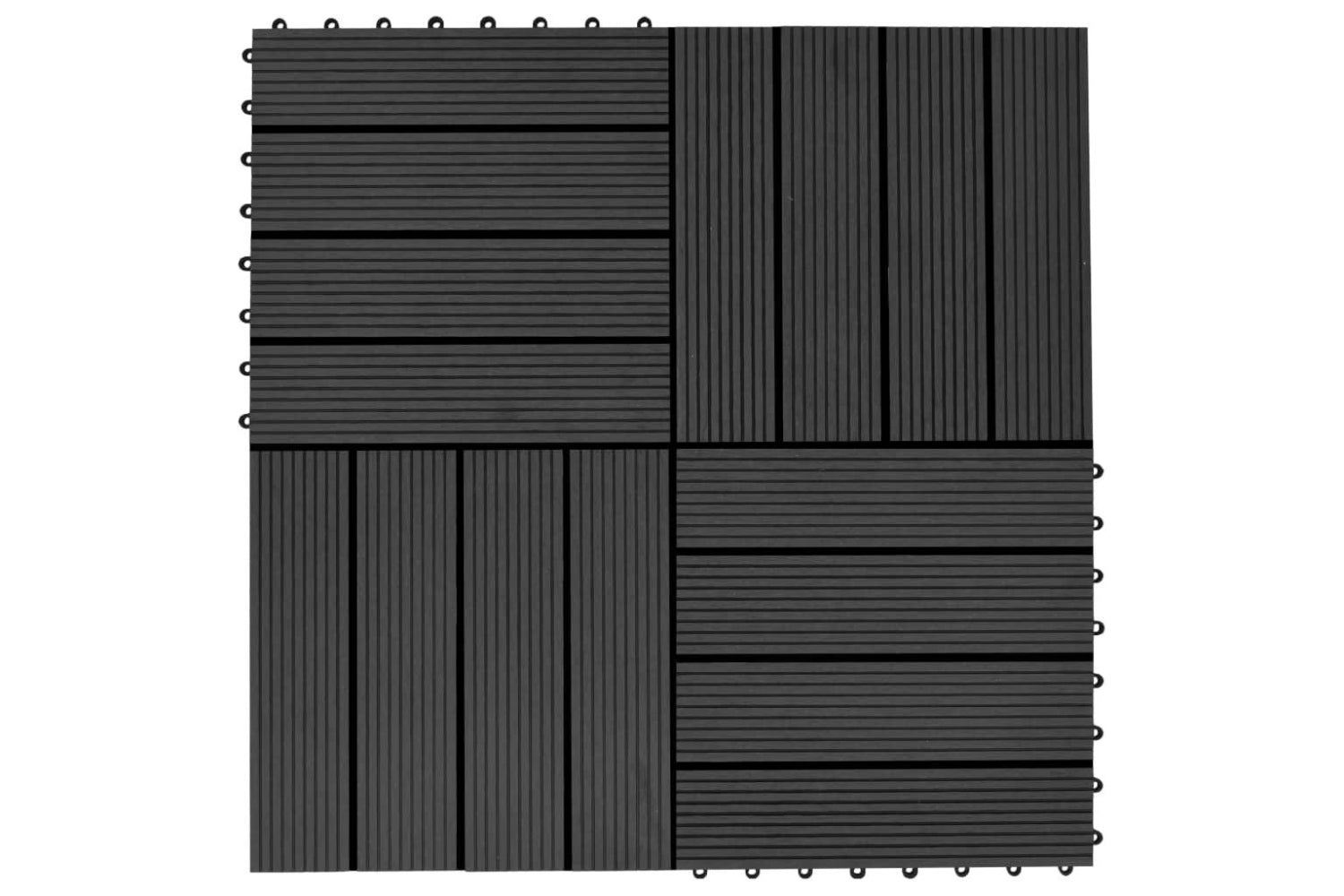 vidaXL 45023 11 Pcs Decking Tiles Wpc 30x30cm 1 Sqm Black-2
