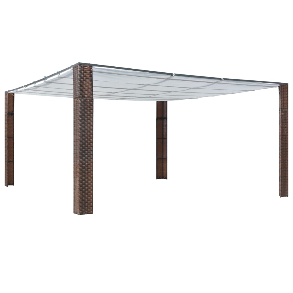 vidaXL 44817 Gazebo With Roof Poly Rattan 400x400x200cm Brown And Cream