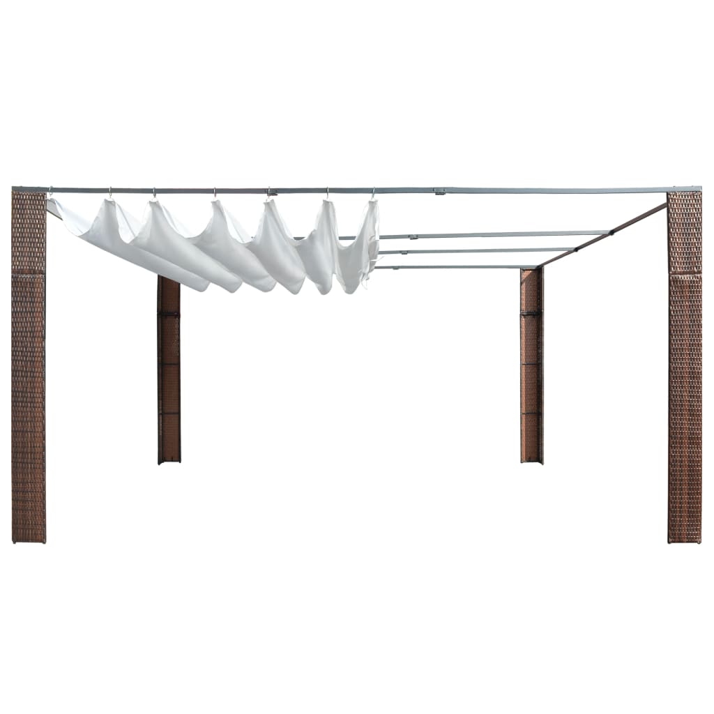 vidaXL 44817 Gazebo With Roof Poly Rattan 400x400x200cm Brown And Cream-2