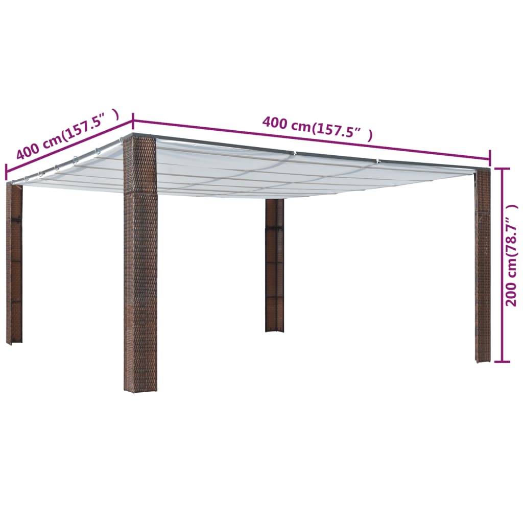 vidaXL 44817 Gazebo With Roof Poly Rattan 400x400x200cm Brown And Cream-4