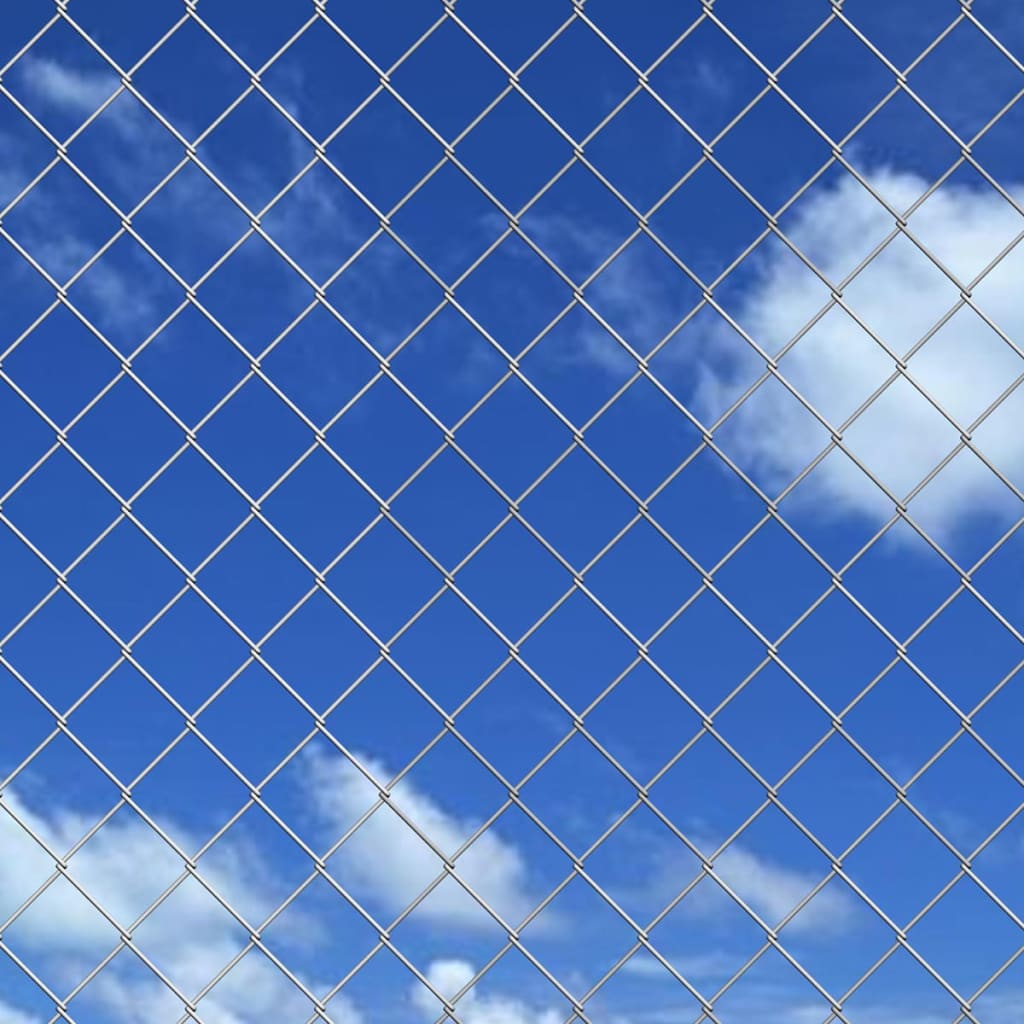 Vidaxl 141506 Chain Link Fence With Posts Spike Galvanised Steel 25x0.8 M-8