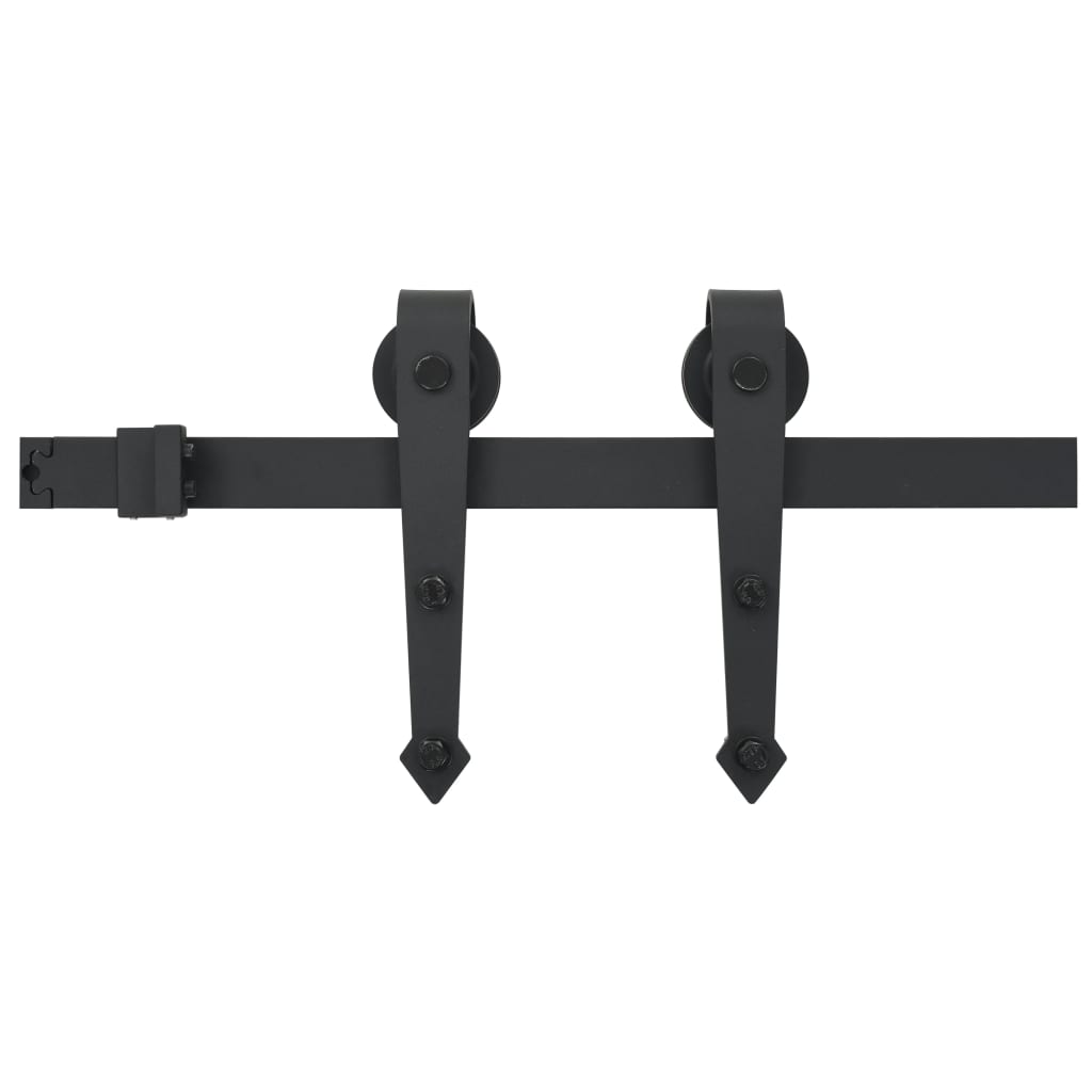 vidaXL Sliding Door Skien Hardware Kit 200cm Steel Black-2