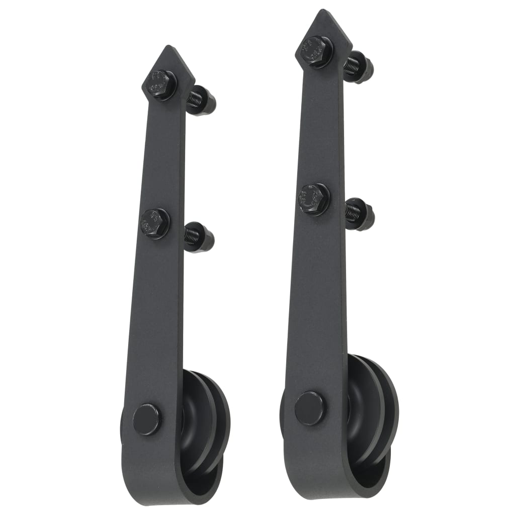 vidaXL Sliding Door Skien Hardware Kit 200cm Steel Black-4