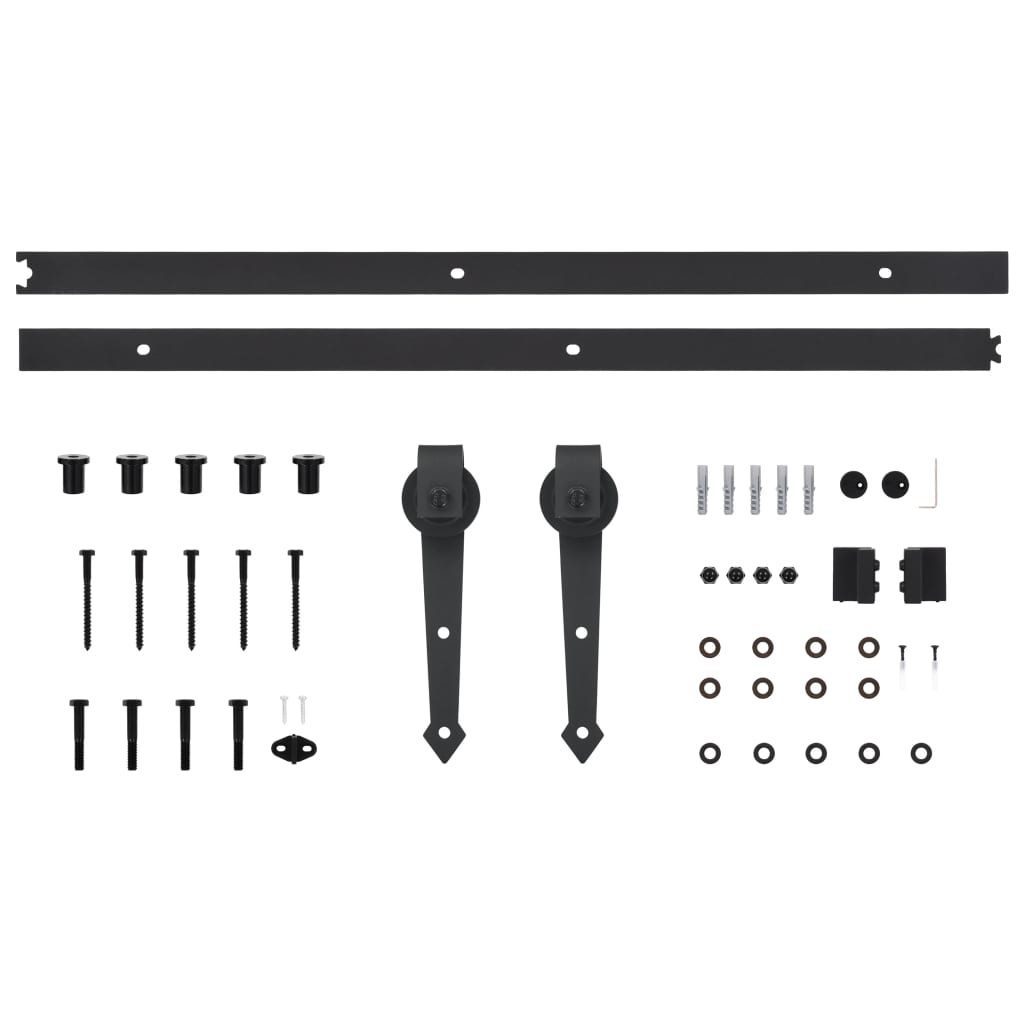 vidaXL Sliding Door Skien Hardware Kit 200cm Steel Black-5