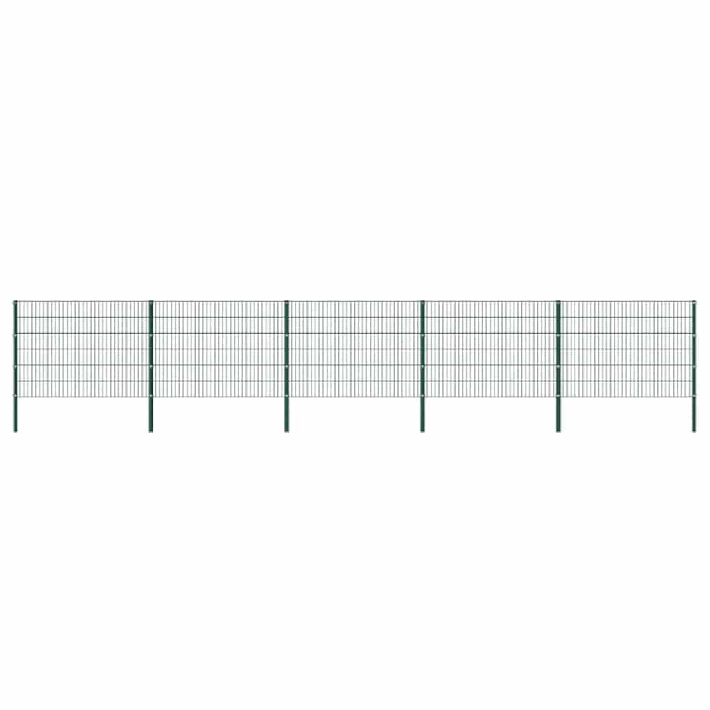 Vidaxl 278665 Fence Panel With Posts Iron 8.5x1.2 M Green-2