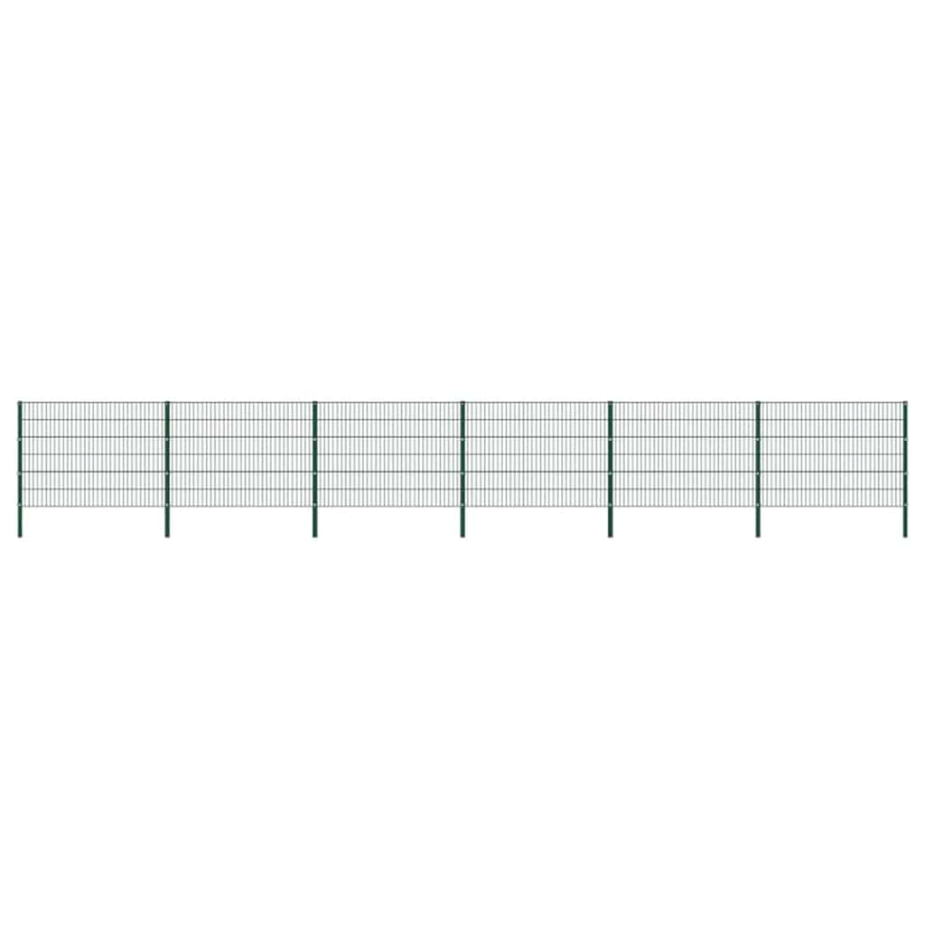 Vidaxl 278666 Fence Panel With Posts Iron 10.2x1.2 M Green-2
