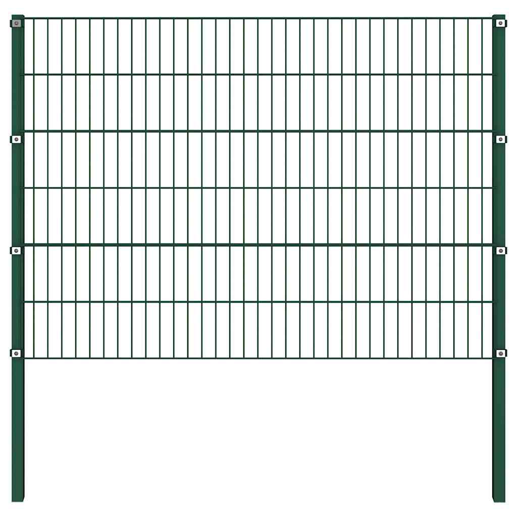 Vidaxl 278666 Fence Panel With Posts Iron 10.2x1.2 M Green-3
