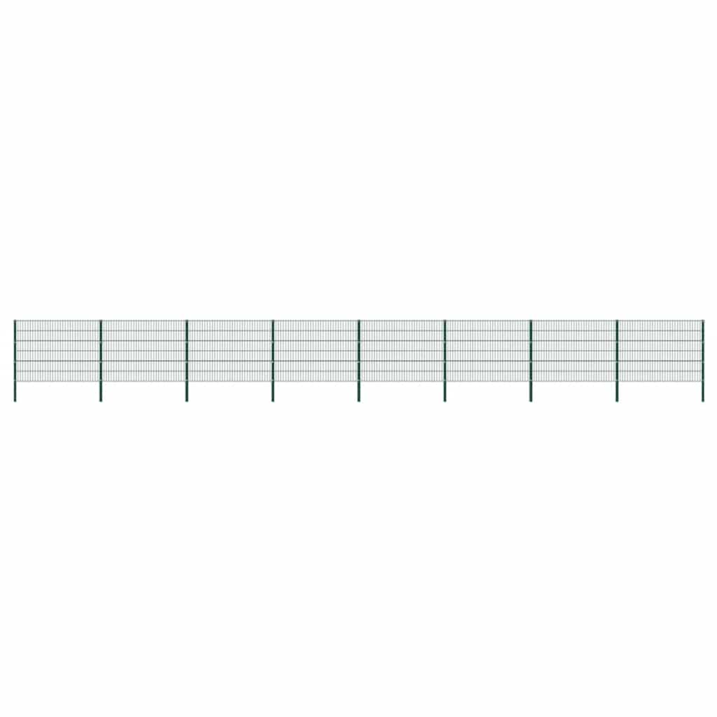 Vidaxl 278668 Fence Panel With Posts Iron 13.6x1.2 M Green-2
