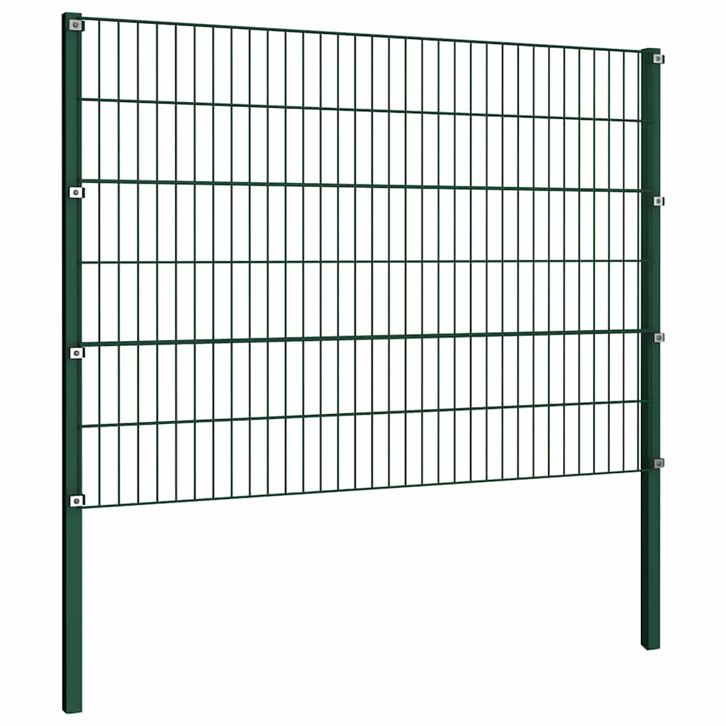 Vidaxl 278668 Fence Panel With Posts Iron 13.6x1.2 M Green-4