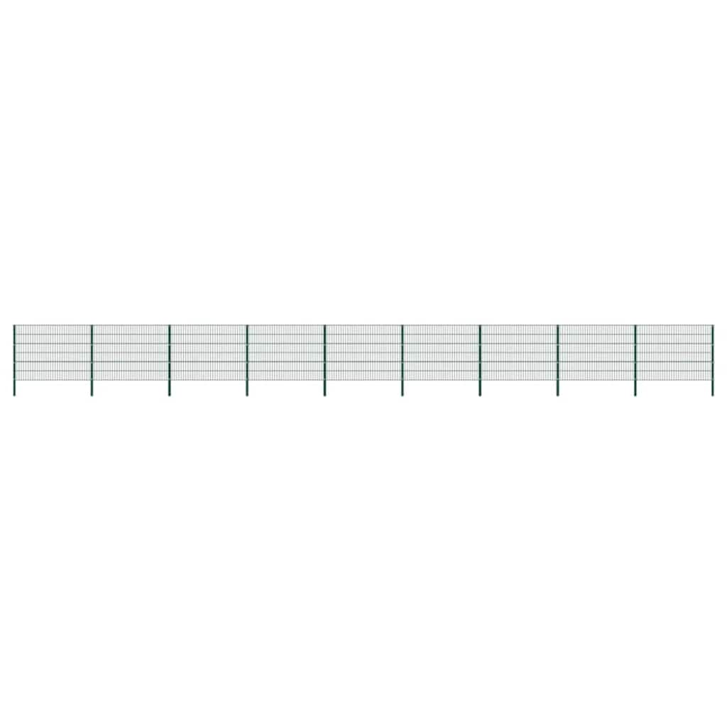 Vidaxl 278669 Fence Panel With Posts Iron 15.3x1.2 M Green-2