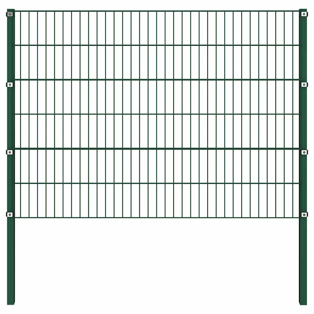 Vidaxl 278669 Fence Panel With Posts Iron 15.3x1.2 M Green-3