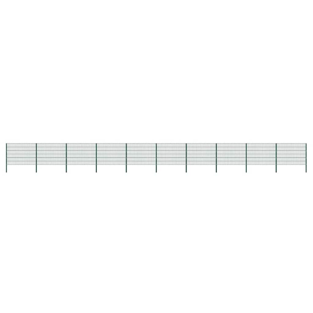 Vidaxl 278670 Fence Panel With Posts Iron 17x1.2 M Green-2