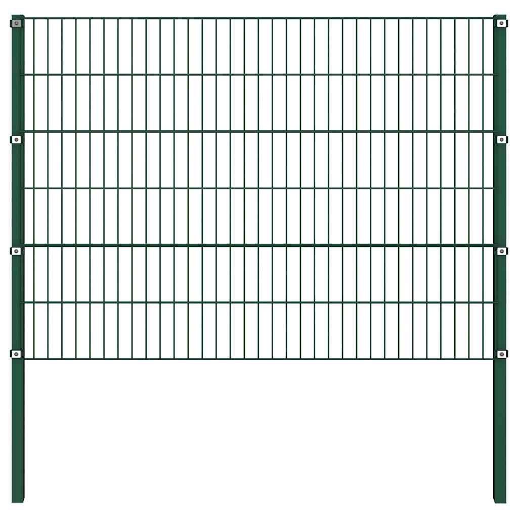 Vidaxl 278670 Fence Panel With Posts Iron 17x1.2 M Green-3