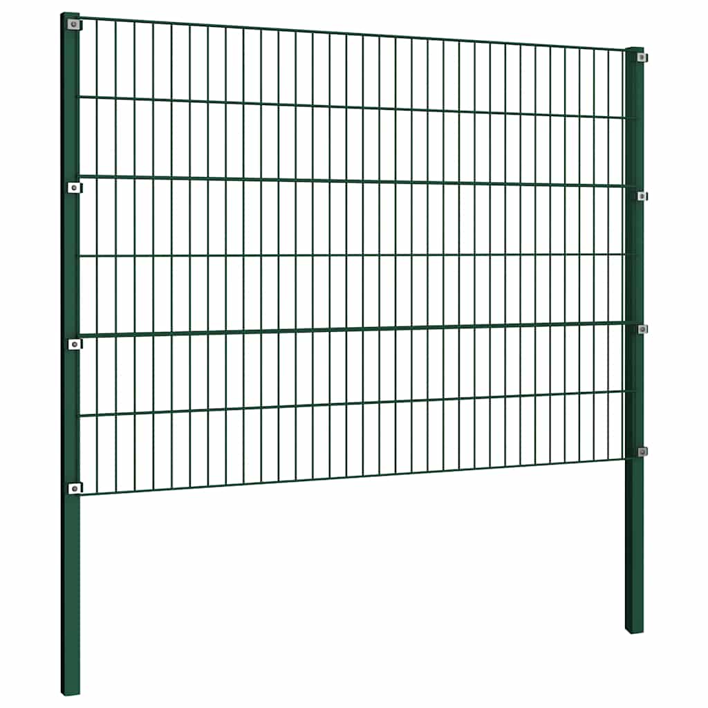 Vidaxl 278670 Fence Panel With Posts Iron 17x1.2 M Green-4
